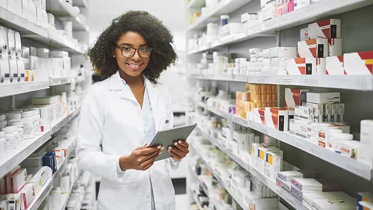 professional woman pharmacy technician.