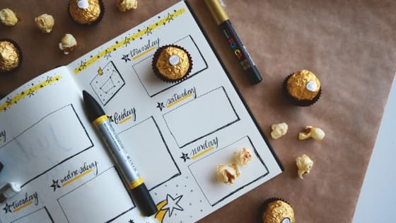 weekly planner with candy