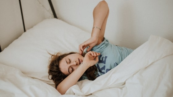 girl waking up.