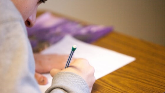 person taking an exam.