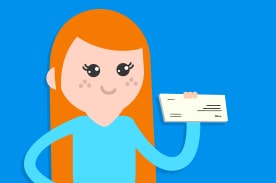 Woman holding her paycheck