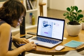 woman studying at home