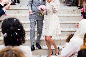 couple leaving their wedding