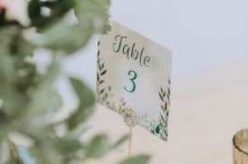 Table number card.