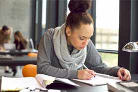 Student studying at home