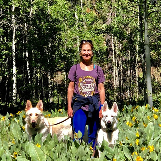 Julia Kahan with dogs.