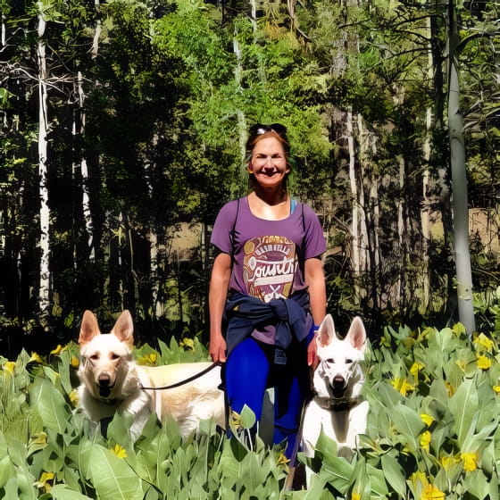 Julia Kahan with dogs.