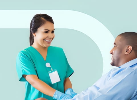 healthcare worker with a patient.