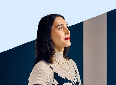 woman looking content.