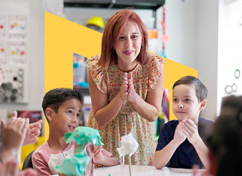 teacher with students.