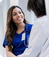 medical professional with patient.