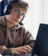 student on laptop.