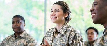 military personnel in classroom.