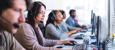 call center employees at work.