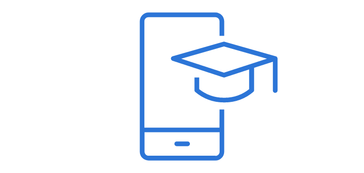 phone and graduation cap icon.