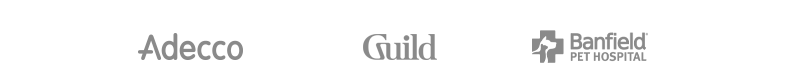Adecco, Guild & Banfield Pet Hospital logos.