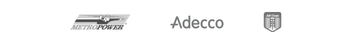 Metro Power, Adecco & Job Corps logos.