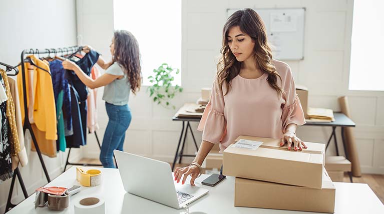 ecommerce business owner processing orders.