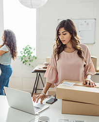 ecommerce business owner processing orders.