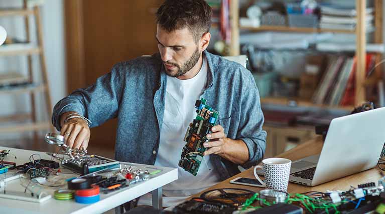 technician working on electronics.