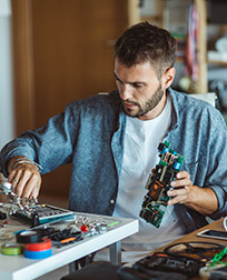 technician working on electronics.