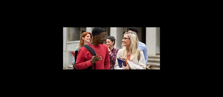 high school students talking outside.