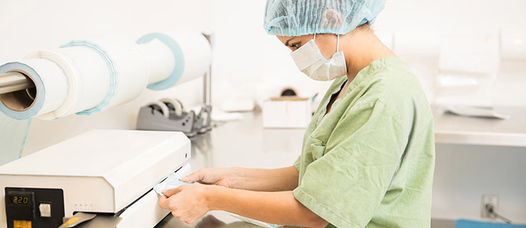 sterile processing technician in a lab.
