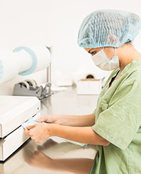 sterile processing technician in a lab.